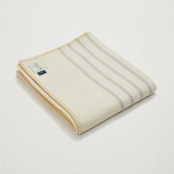 Recycled Cotton Blanket: Grey Stripe w/ Yellow Stitch