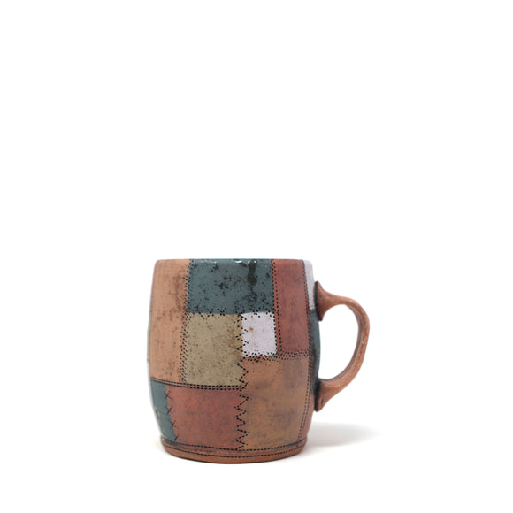 Peach / Teal Patchwork Mug