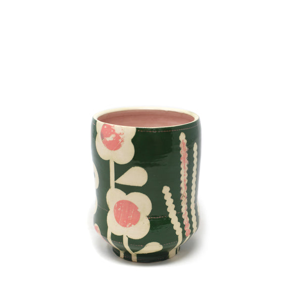 Green + Pink Floral Cup