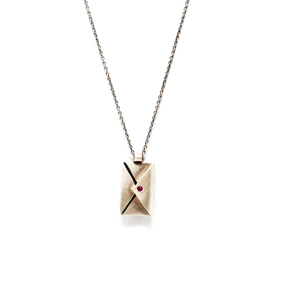 Envelope Necklace w/ Ruby