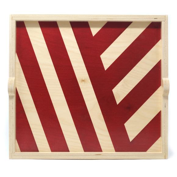 Square Tray: Maroon Stripe