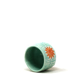 Cup: Turquoise w/ Orange Flowers